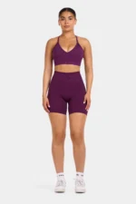 Seamless Sculpt Ribbed Contour Shorts | Plum - Image 3
