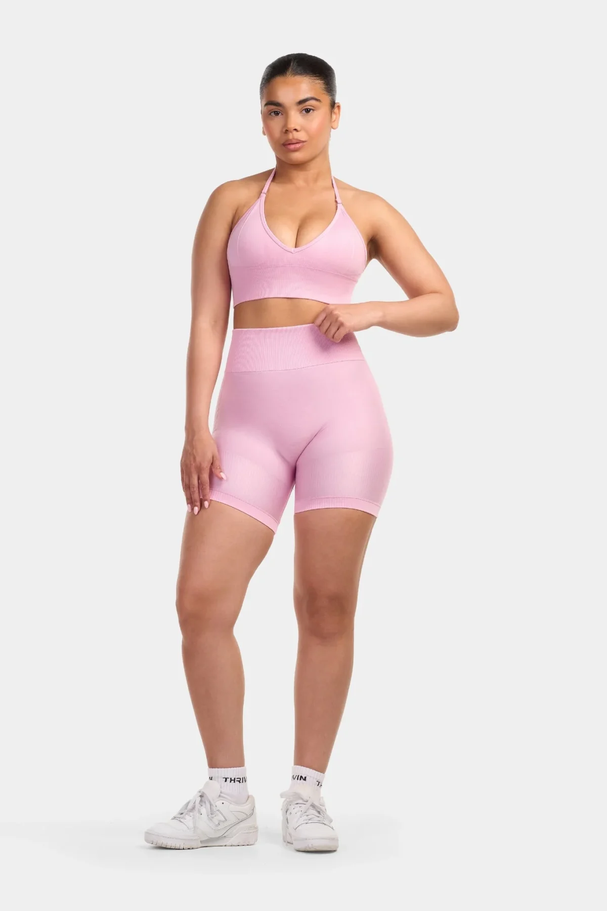 Seamless Sculpt Ribbed Contour Shorts | Pink - Image 2