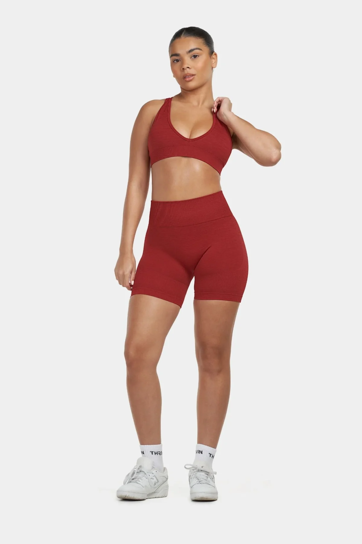 Seamless Sculpt Ribbed Contour Shorts | Cherry Spice - Image 3