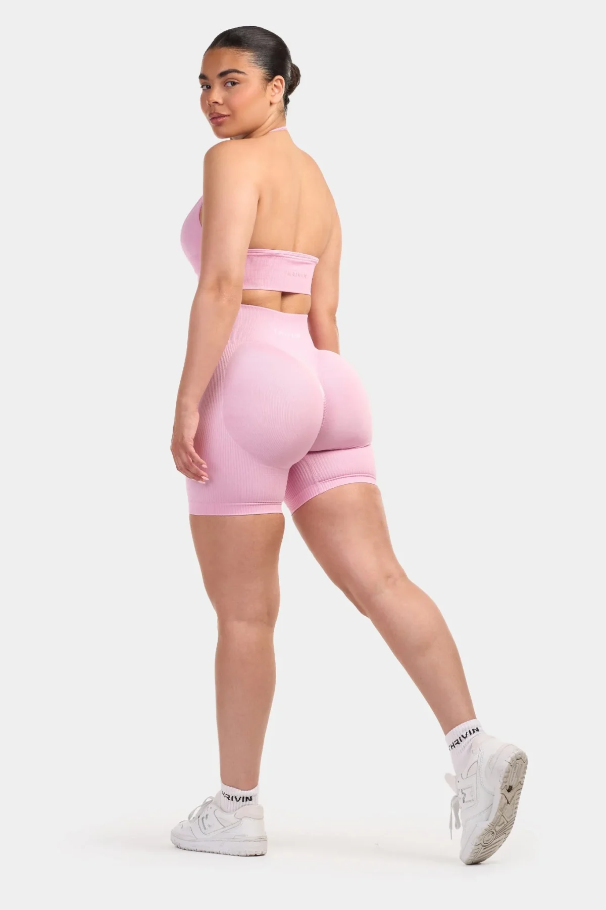 Seamless Sculpt Ribbed Contour Shorts | Pink - Image 3