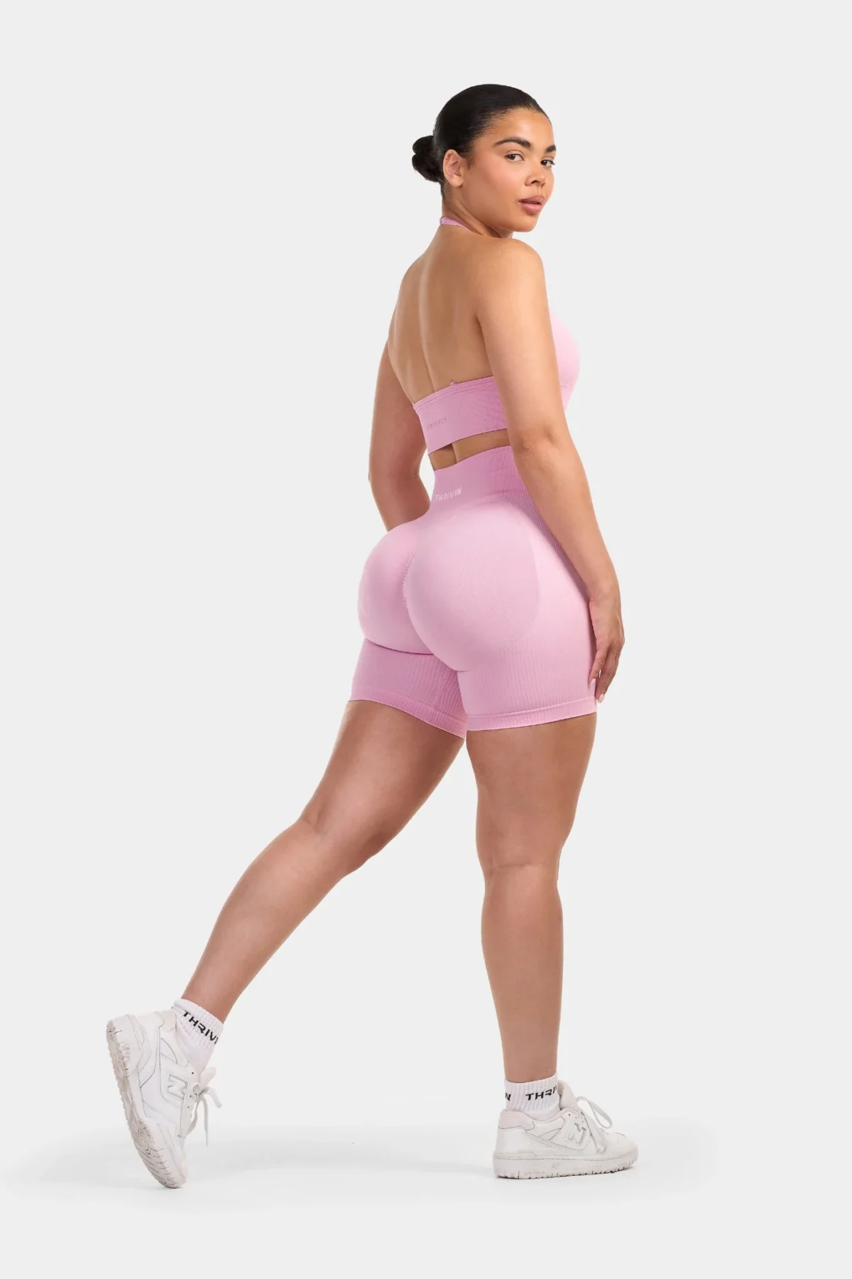 Seamless Sculpt Ribbed Contour Shorts | Pink - Image 4